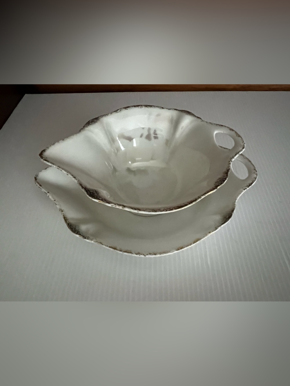 Vintage Germany porcelain mayonnaise bowl and plate set